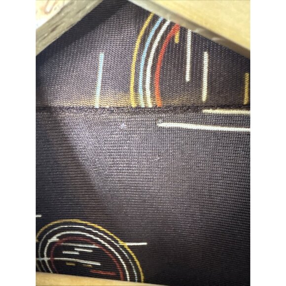 Vintage 70s Disco Geometric Print Button Down Shirt Brown M 15-15.5 - Picture 5 of 5